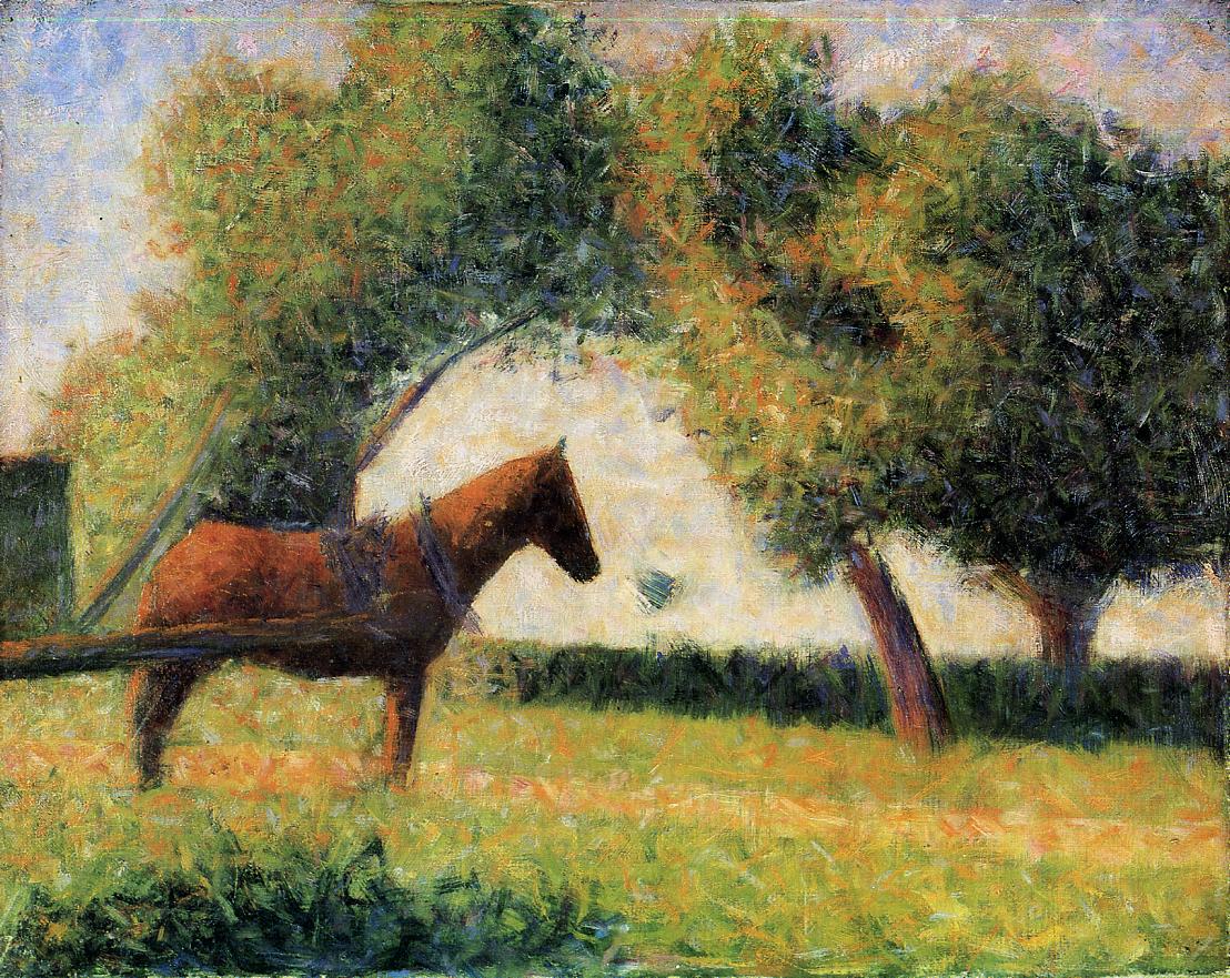 Horse and cart Seurat encyclopedia of visual arts