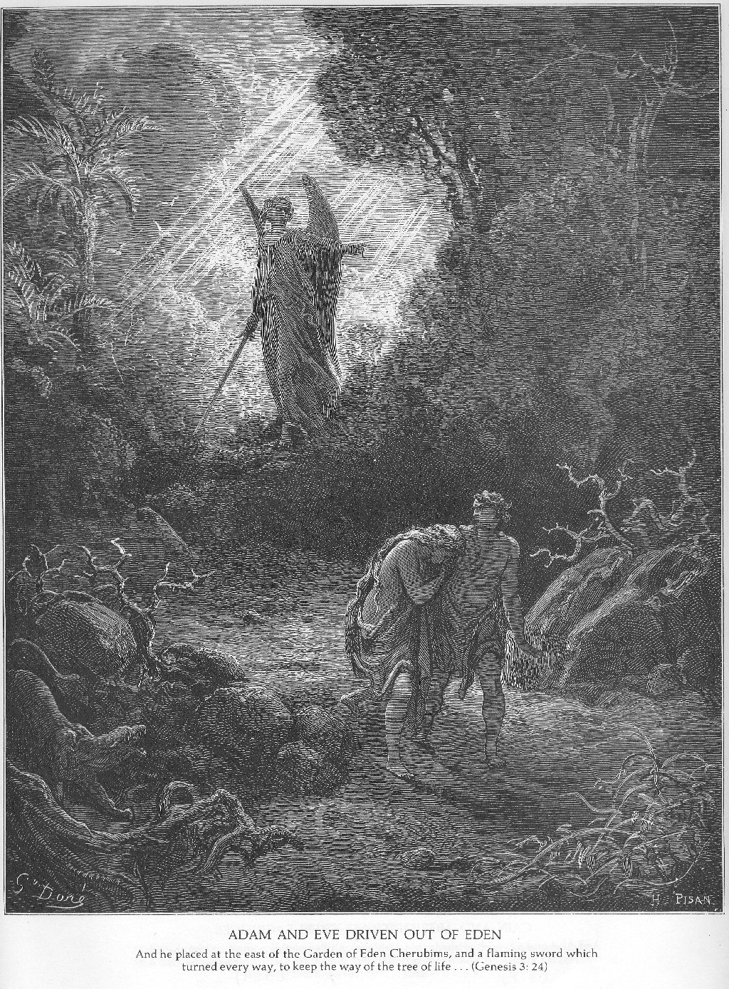 Adam And Eve Are Driven Out Of Eden Gustave Dore