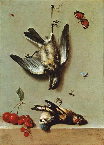 Nature morte avec oiseux morts et cerises - Jean-Baptiste Oudry