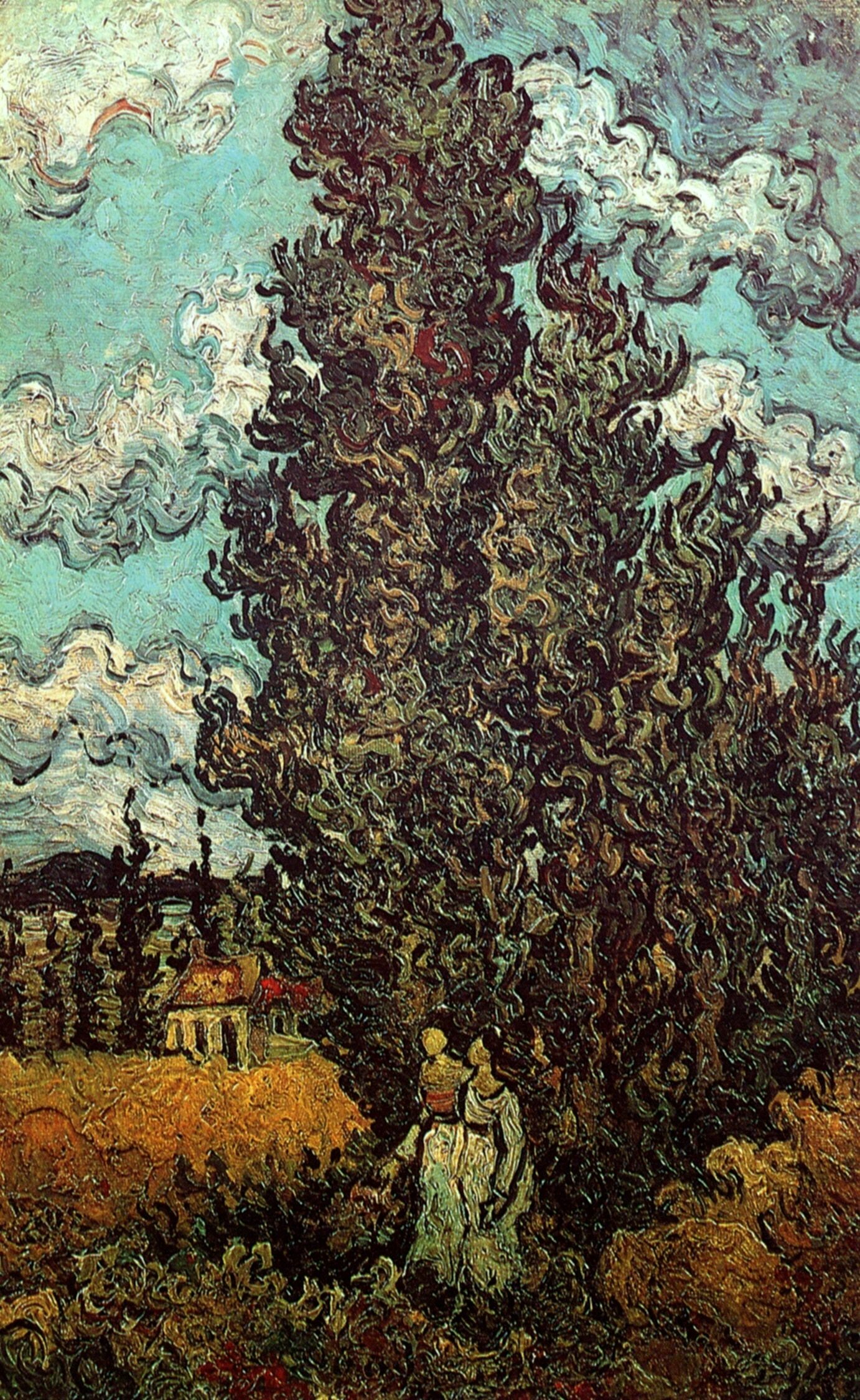 Cypresses And Two Women Vincent Van Gogh WikiArt Org