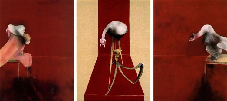 Three Studies for Figures at the Base of a Crucifixion (2nd version), 1988 - Francis Bacon
