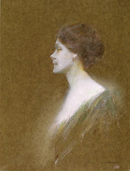 Portrait of a Woman in Pink - Thomas Wilmer Dewing