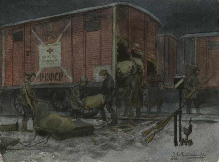 Night Robbery of a Carriage with Humanirtarian Aid from Red Cross, 1922 - Ivan Vladimirov