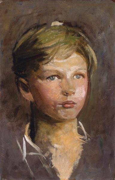 Oil Sketch of a Young Boy - Abbott Thayer