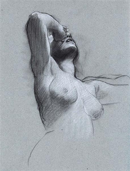 Study of a Despairing Female Nude - Adolf Hirémy-Hirschl
