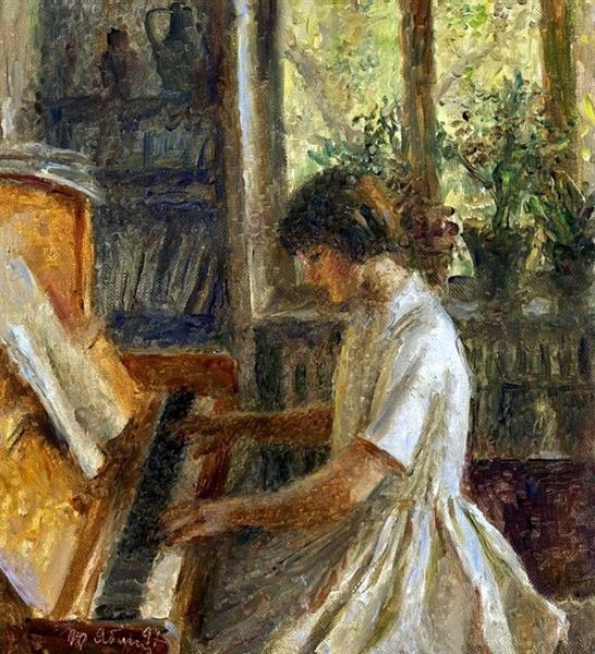 The Granddaughter Playing Piano - Tetyana Yablonska