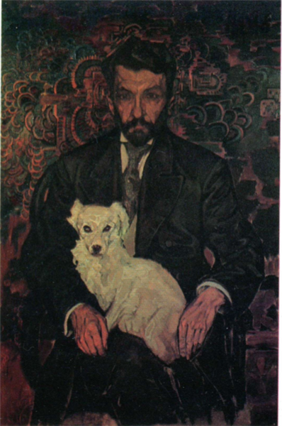 Portrait of a Man with a Dog - Vsevolod Maksymovych - WikiArt.org