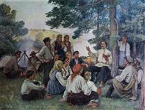Gorky Reads Shevchenko's Works to Peasants in the Village of Manuilovtsi - Karpo Trokhymenko