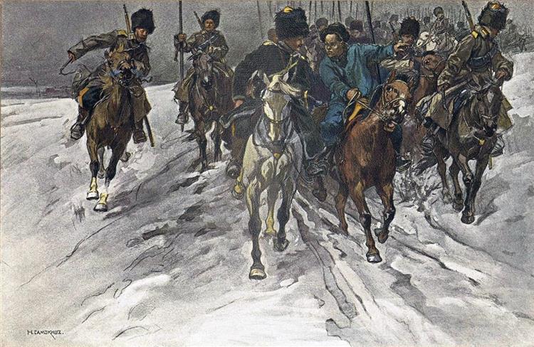 Detachment of Transbaikalian Cossacks With Translator, 1905 - Nikolaï Samokich