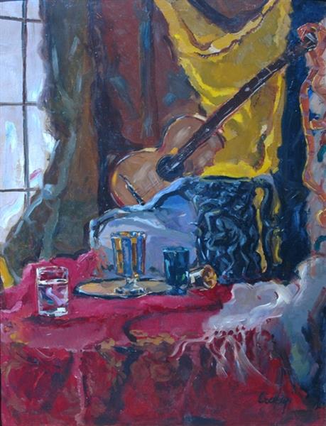 Still Life with a Guitar - Adalbert Erdeli