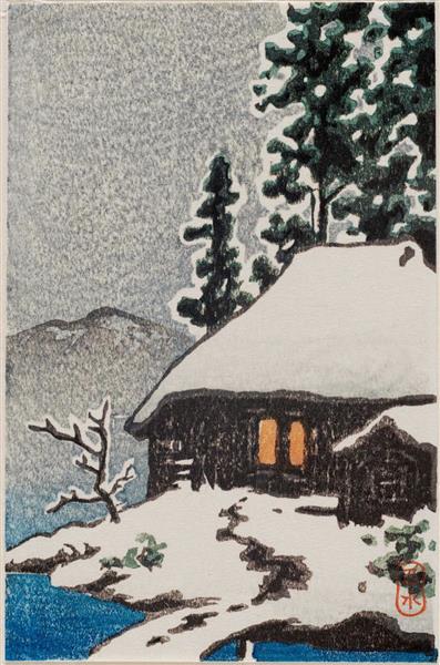 Farmhouse Under Snowy Trees - Hasui Kawase