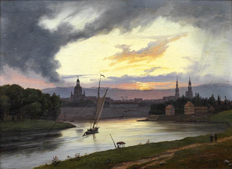 Dresden At Sunset, 1838 - Кнут Андреессен Бааде
