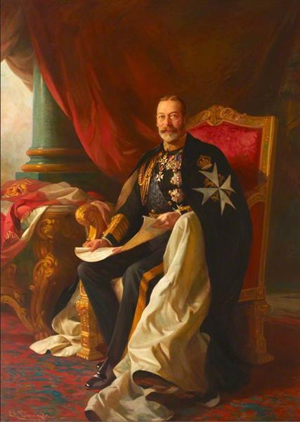 This is An Image of Hm King George V of the United Kingdom. He is Shown Wearing His Robes as Sovereign Head of the Most Venerable of the Hospital of Saint John of Jerusalem., 1920 - Luke Fildes