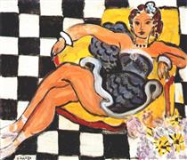 Dancer in Armchair (Checkerboard Pattern) - 馬蒂斯