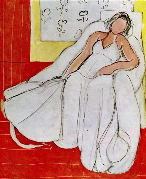 Дівчина з білою сукнею на червоному тлі, 1944 - Анрі Матісс
