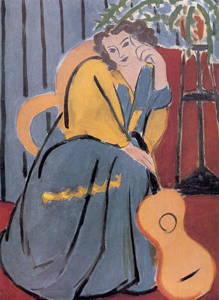 Жінка в жовто-блакитному з гітарою, 1939 - Анрі Матісс