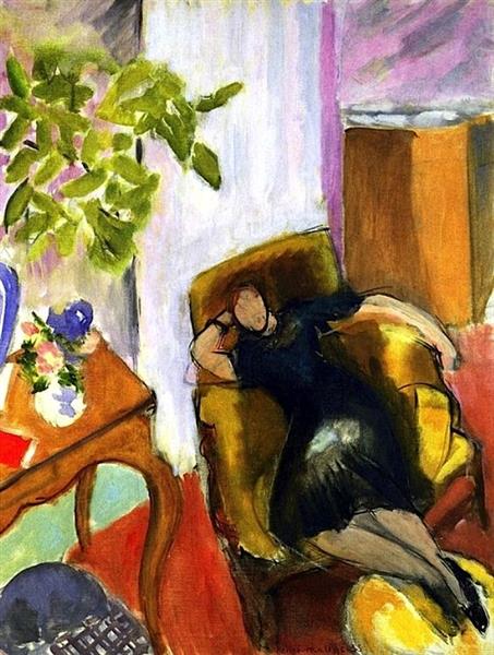 Young Girl in Black in Yellow Armchair, 1935 - 馬蒂斯