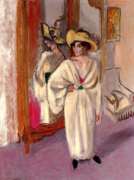 Жінка в білому перед дзеркалом, 1918 - Анрі Матісс