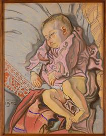 Sleeping child on a pillow - Станіслав Виспянський