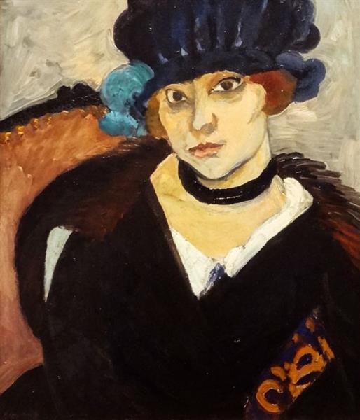 Маргарита в шкіряному капелюсі, c.1918 - Анрі Матісс