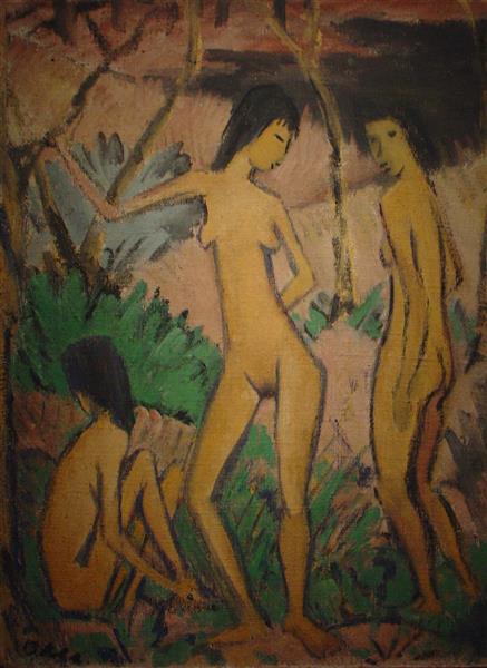 Drie Naakten in Landschap, 1922 - Otto Mueller