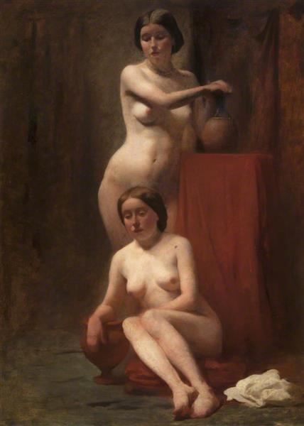 Two Female Nudes. One Standing, One Seated, 1862 - John Pettie