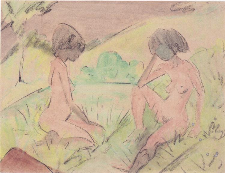 Zwei Akte in Den Dünen, 1925 - Otto Mueller