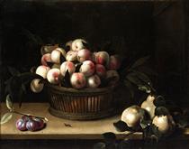 Basket of Peaches, with Quinces, and Plums - Louise Moillon