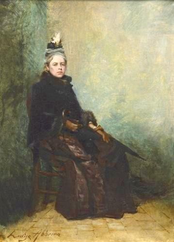 Portrait de femme en manteau avec un parapluie - Louise Abbéma