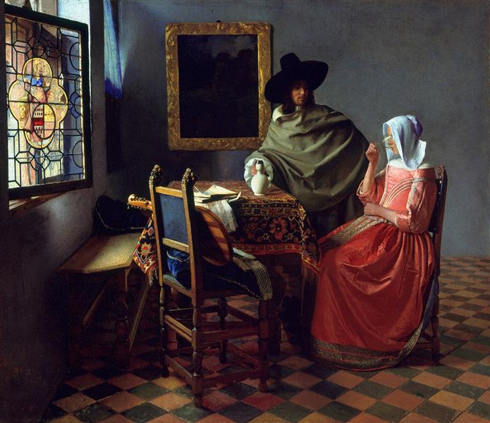 Dama bebiendo con un caballero, c.1658 - c.1660 - Johannes Vermeer