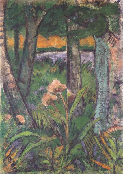 Waldstück Mit Blumen Und Teich, 1925 - Otto Mueller