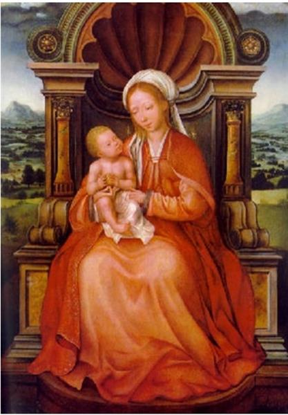 Virgin and Child Enthroned, 1520 - Квентин Массейс