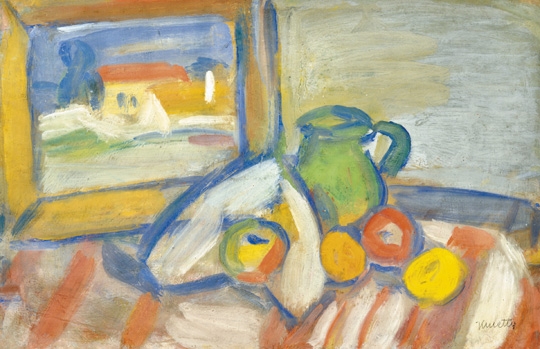 Still Life on Table with a Picture - János Kmetty