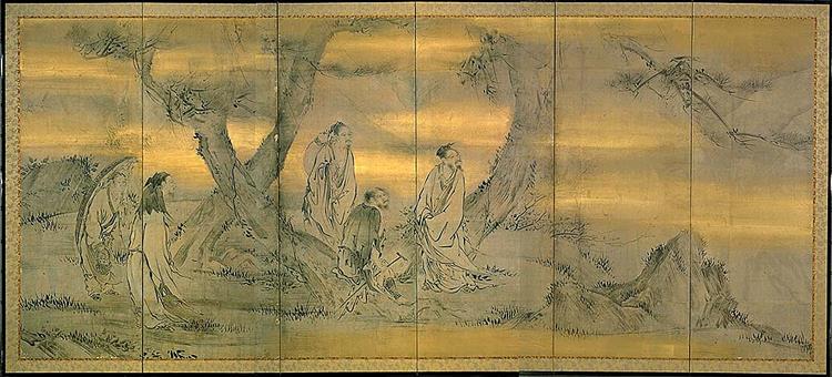 Hermits and a Fairy (Right side), c.1590 - Кано Ейтоку