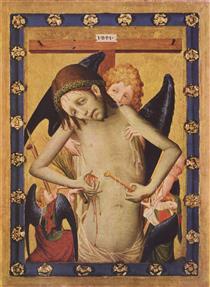 Vir Dolorum with the Arma Christi and angels. - Maestro Francke