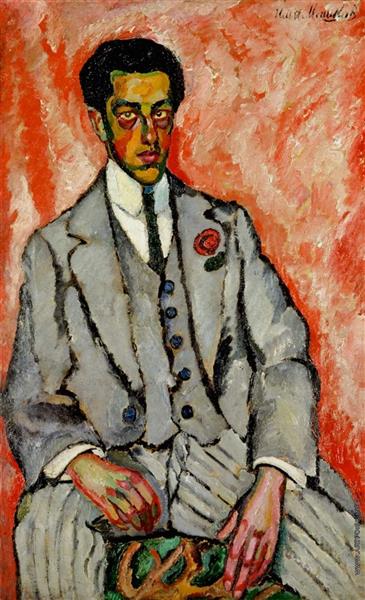 Portrait of an unknown man with a flower in his buttonhole, 1910 - Ilia Machkov