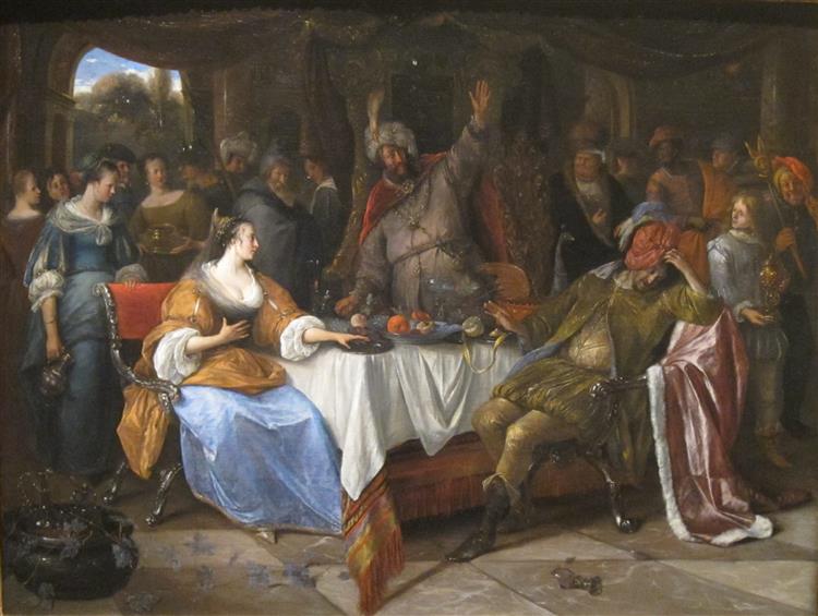 Ester, Assuero e Hamã, c.1668 - Jan Steen
