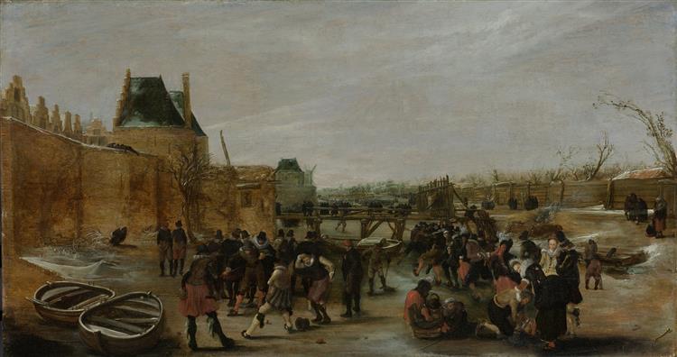 Ijsvermaak Op Een Stadsgracht, 1620 - Hendrick Avercamp
