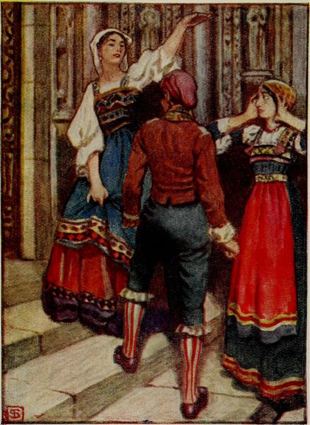Cavalleria Rusticana - 'Turiddu, Santuzzo and Lola at the Church Door', 1910 - Byam Shaw