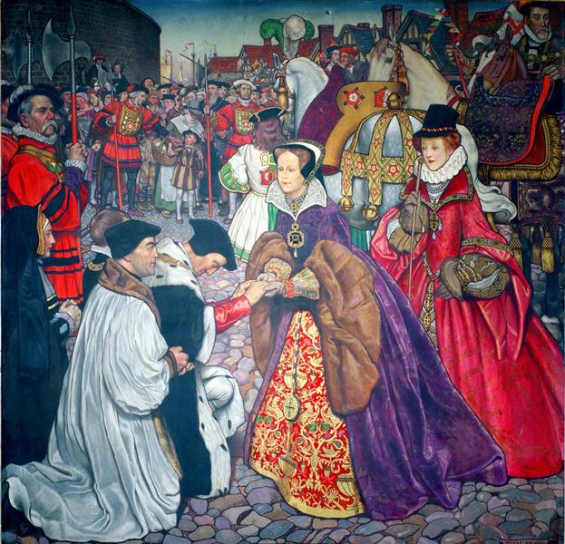 Entry of Queen Mary I with Princess Elizabeth into London in 1553, 1910 - Джон Байем Листон Шоу