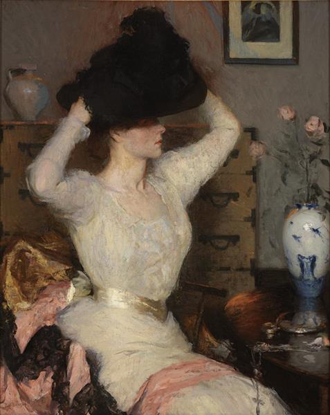 Lady Trying on a Hat (The Black Hat), 1904 - Frank W. Benson