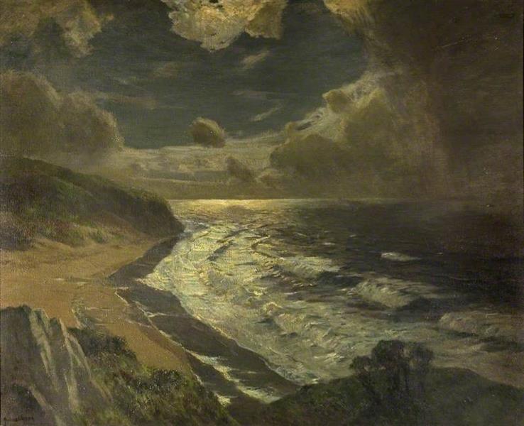 Coast Scene, Moonlight - Albert Julius Olsson