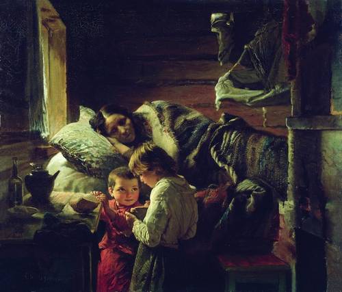 At a Hunk of Bread, 1890 - Alexei Korzukhin