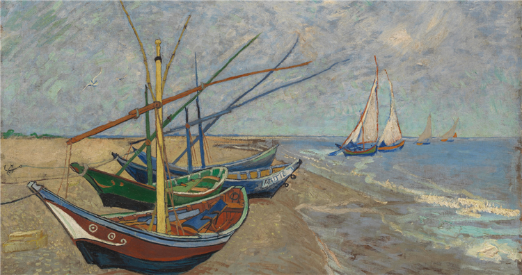 Fishing boats on the Beach at Les Saintes-Maries-de-la-Mer, 1888 - 梵谷