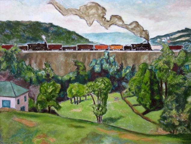 Train on a High Bridge, 1946 - Marjorie Acker Phillips