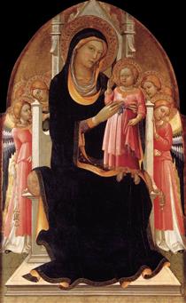 Virgin and Child with Six Angels - Лоренцо Монако