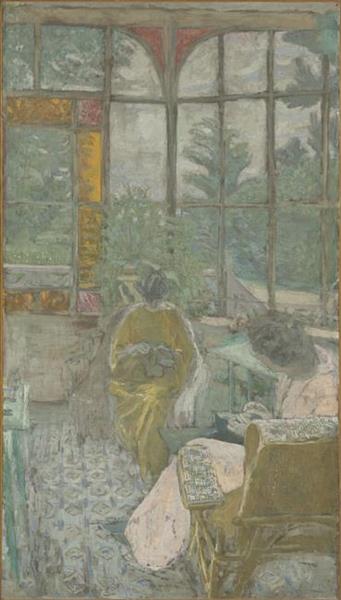 La véranda du Coadigou à Loctudy, Marcelle Aron et Marthe Mellot, 1912 - 爱德华·维亚尔