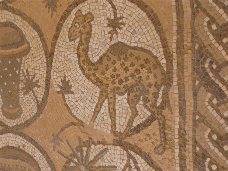 Жираф у церковній мозаїці в Петрі, c.450 - c.550 - Візантійські Мозіїки