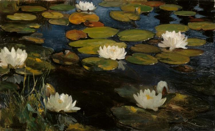 Water Lilies, Study for the Youth and a Mermaid - Albert Edelfelt