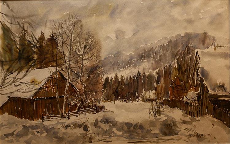 Winter in Sidzina. Beskidy Mountains.Poland, 1987 - Czesław Jan Pyrgies